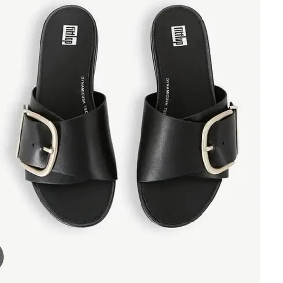 FitFlop Black Sandals with Gold Accent. - Picture 4 of 6